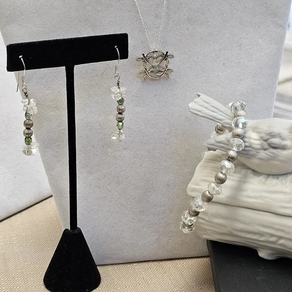 SET! ALL 925 Dragonfly Necklace with 925 Bead Bracelet and 925 Earrings SET! - Picture 4 of 16